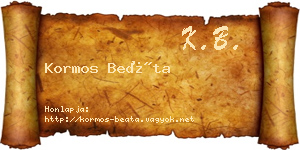 Kormos Beáta névjegykártya